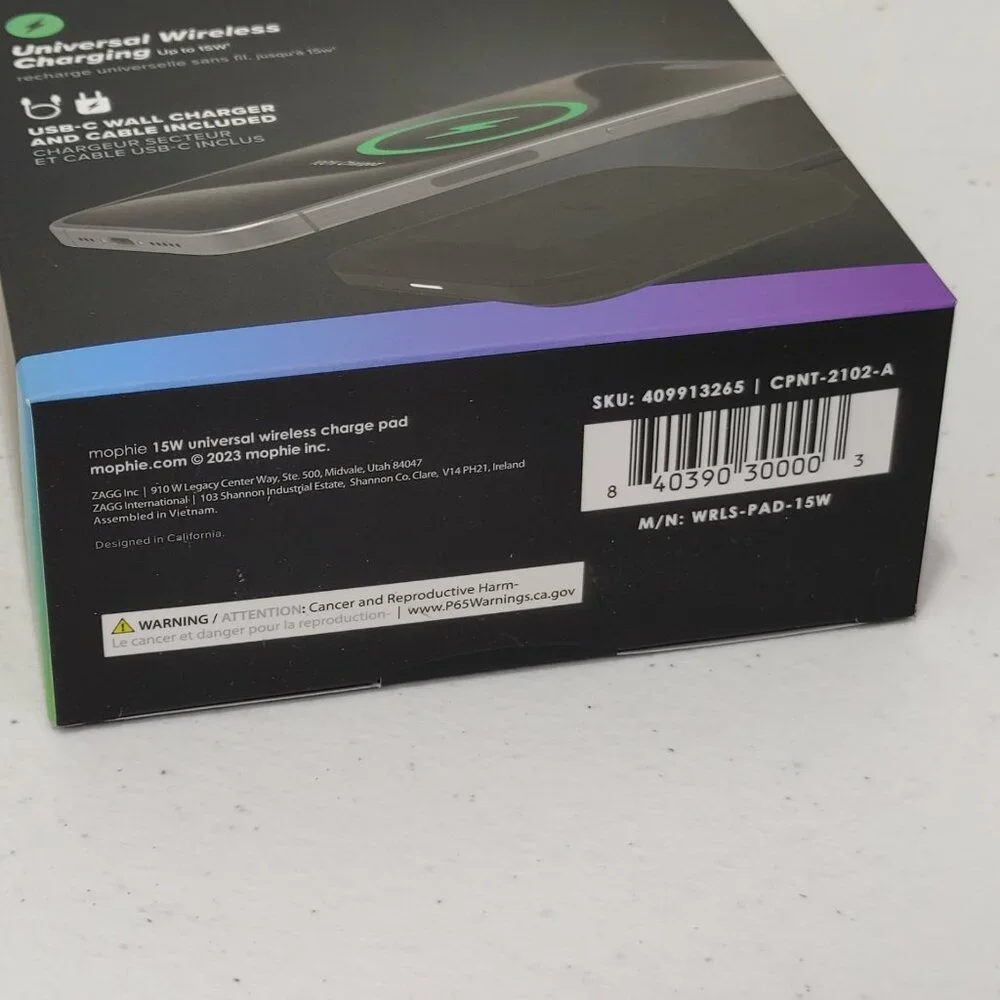 Mophie Universal Wireless Charge Pad - 15W Fast Charging for Qi-Enabled Devices,